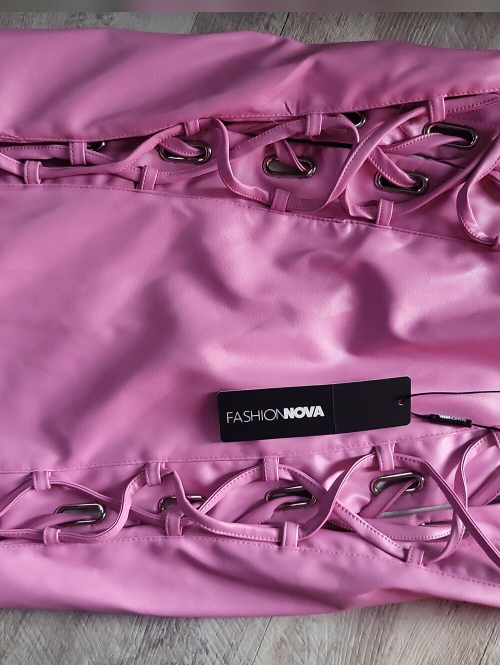 Fashion Nova Lace-Up Faux Leather Mini Skirt - Lavender Pink - Picture 5 of 7